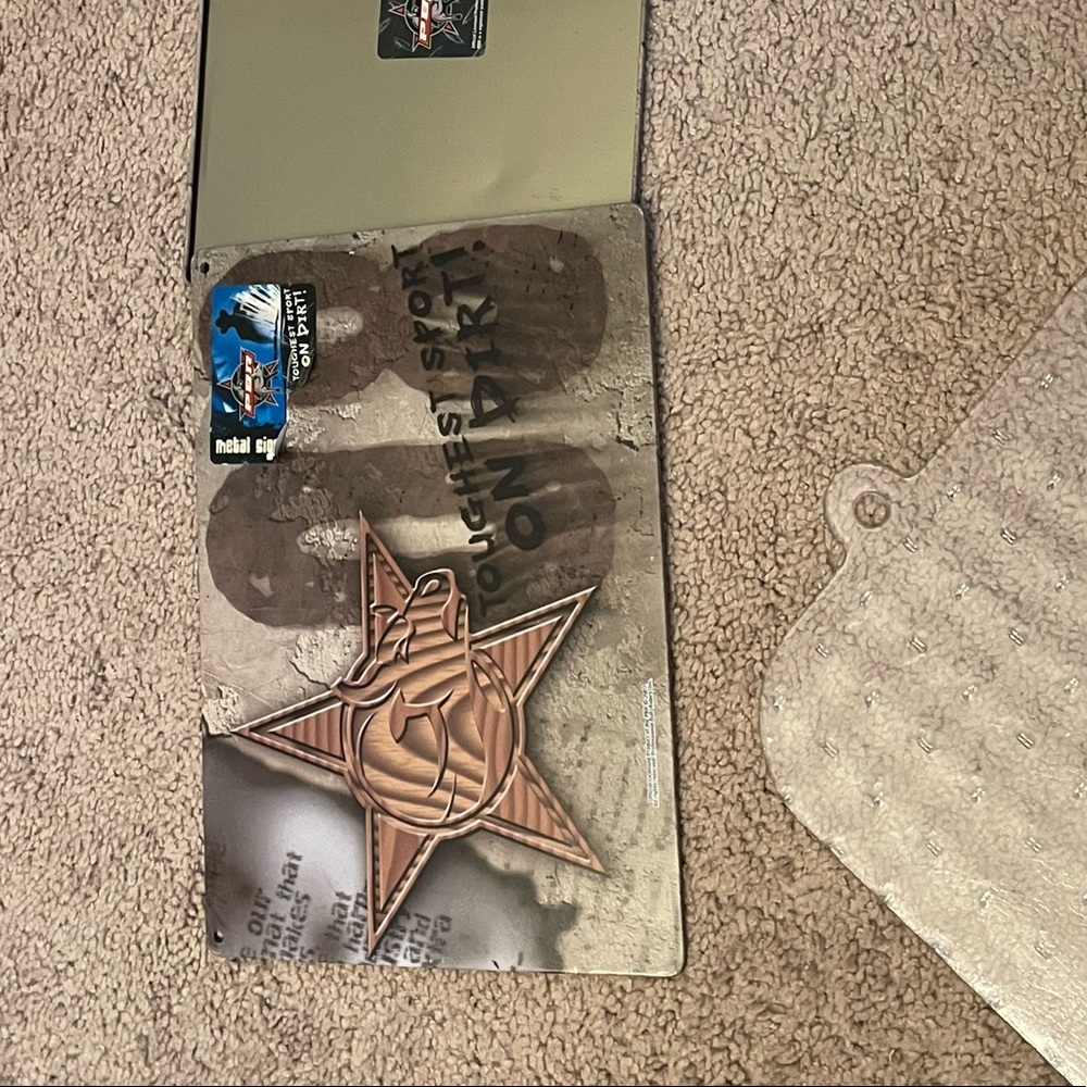NWT metal professional Bull Rider Metal sign says Toughest Sport on Dirt 2 for 1